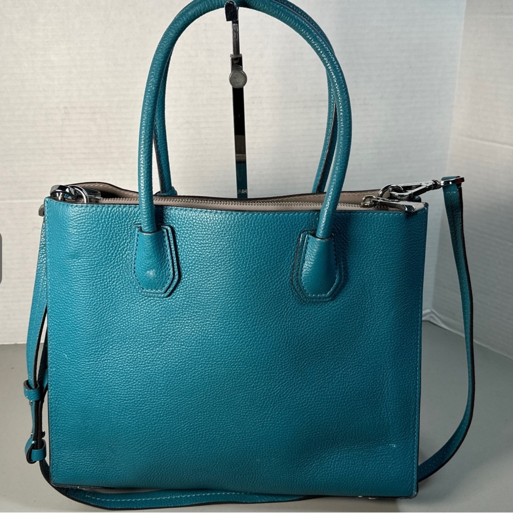 Michael Kors Leather Satchel Teal Turquoise Authentic - Picture 3 of 14